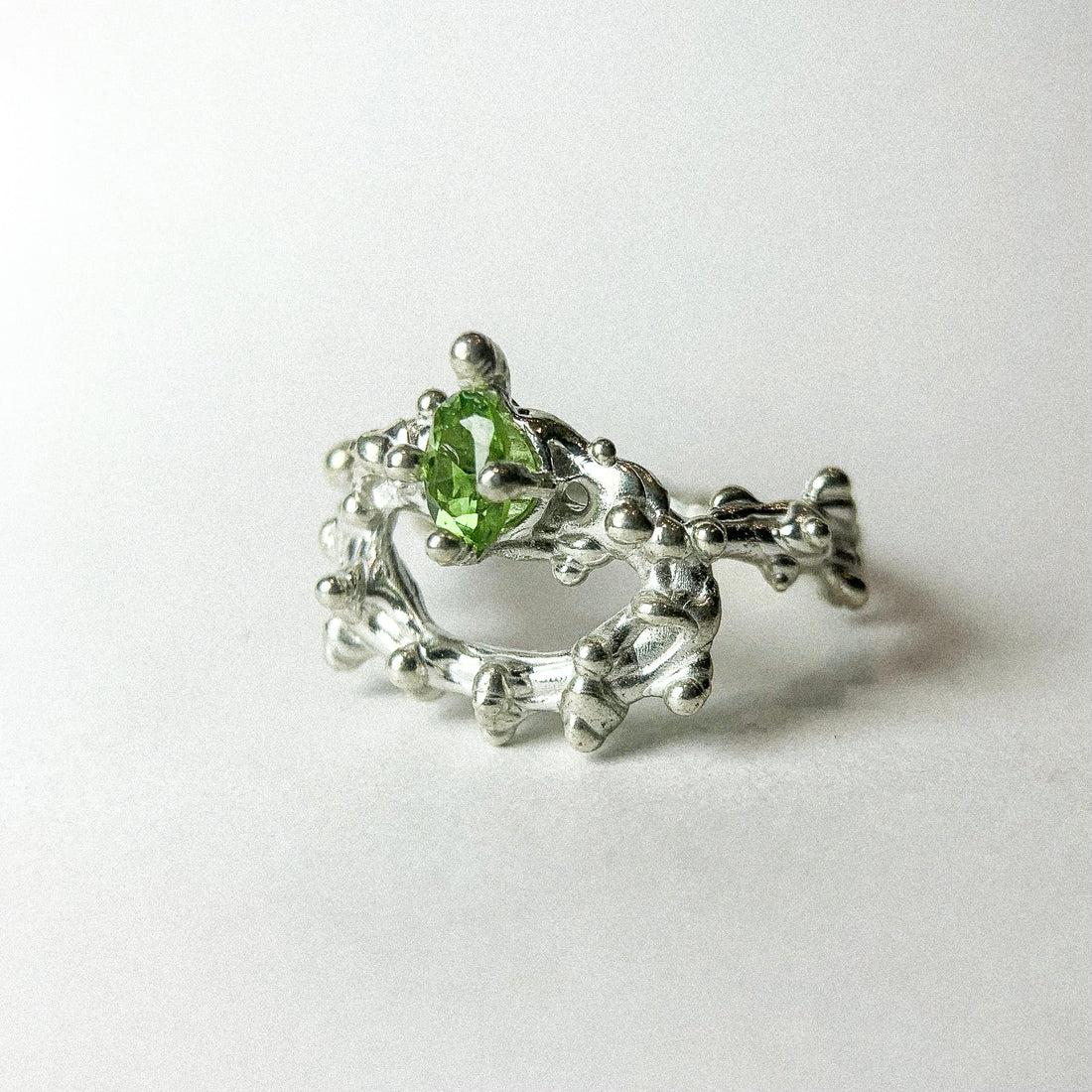 Peridot Random Ball Silver Ring