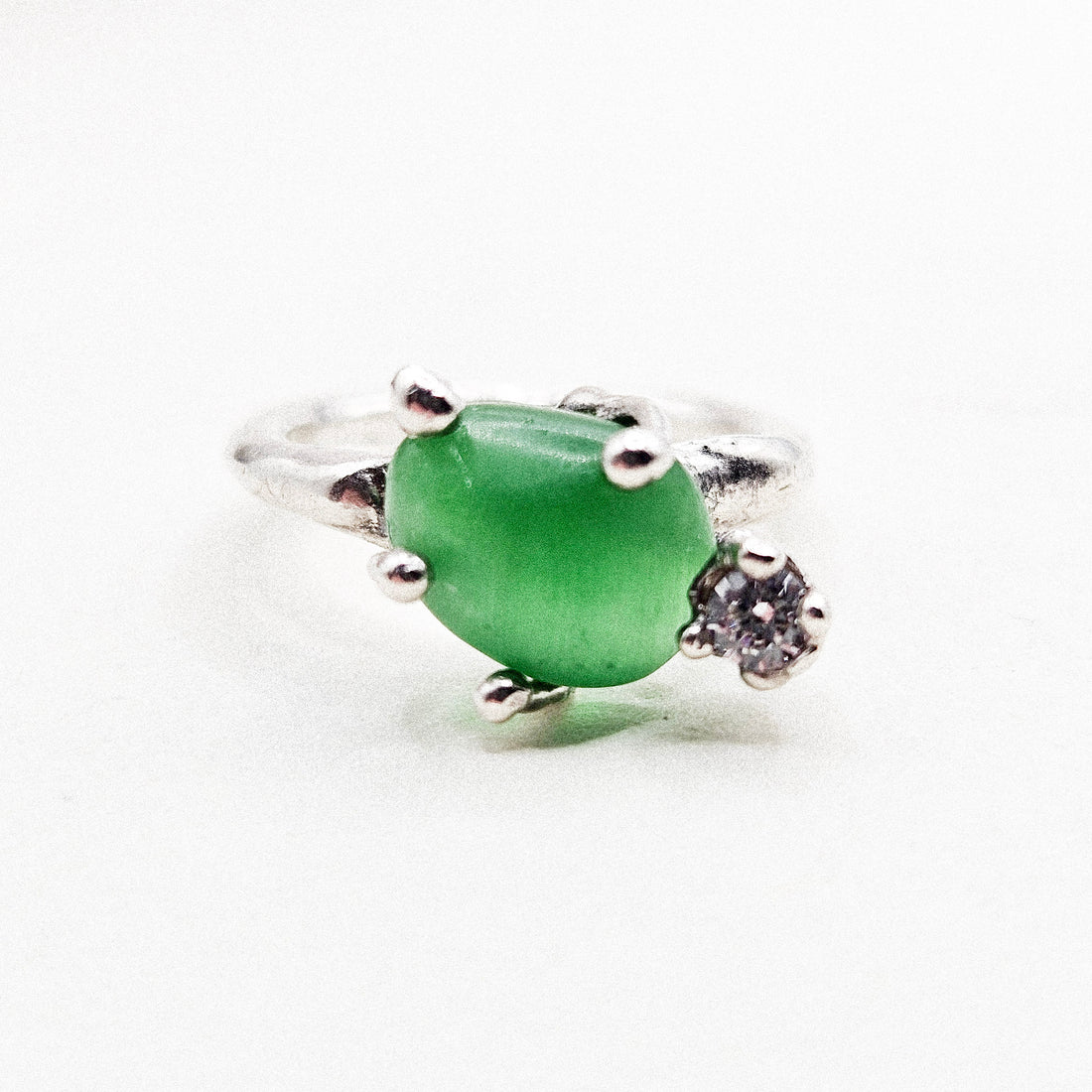 Seaglass Green Silver Ring