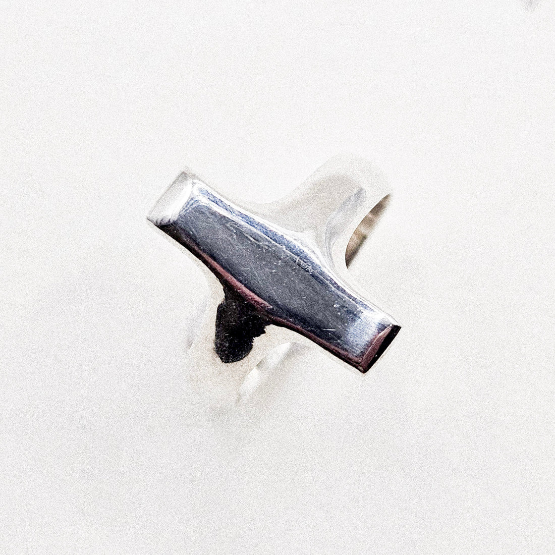 Flat Cross Silver Ring