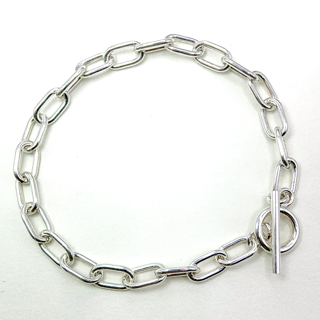 Oval Chain Pole Silver Bracelet