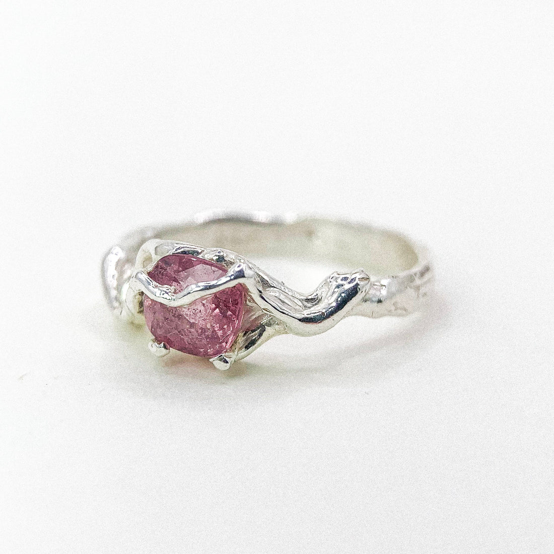 Pink Spinel Silver Ring