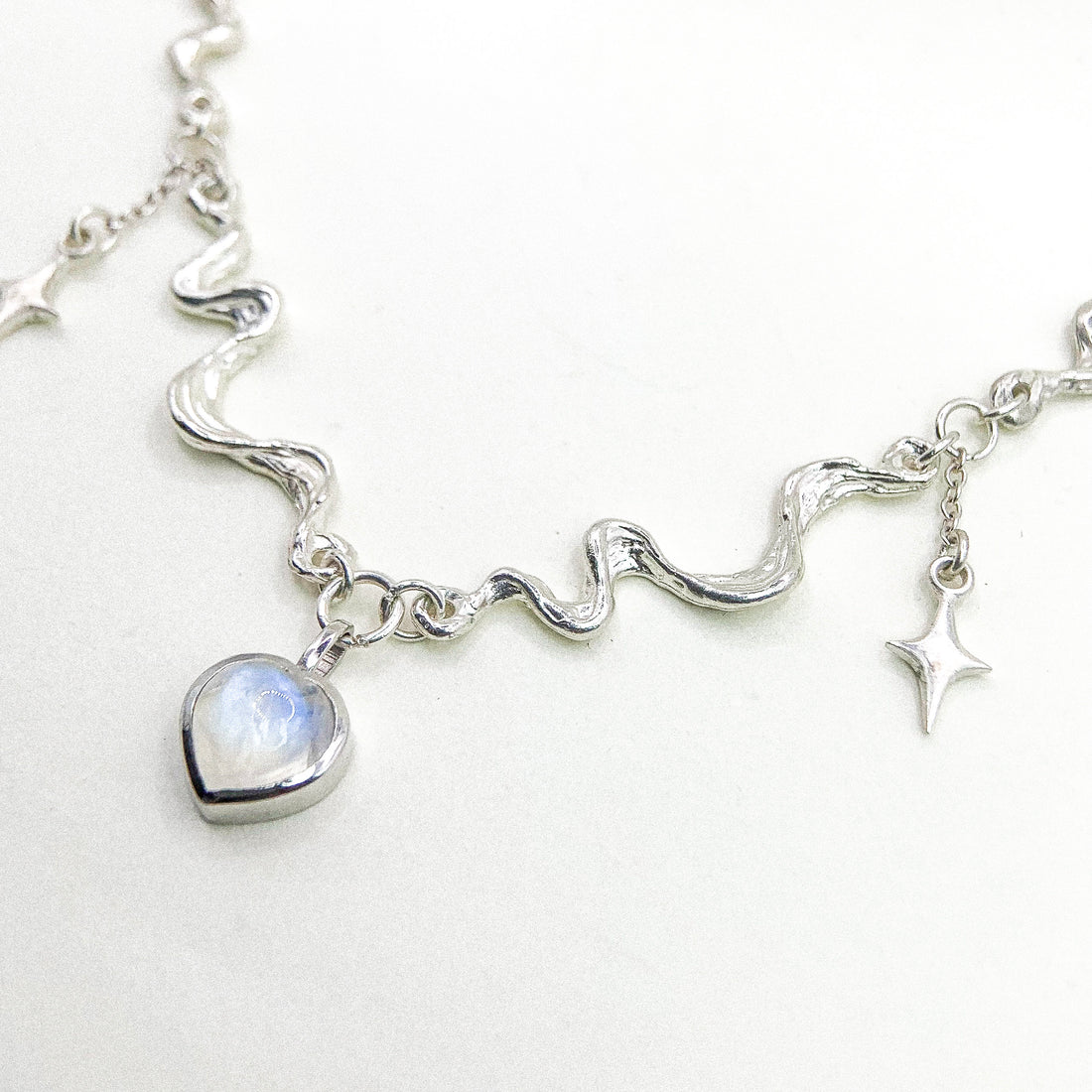 Moonstone Heart Silver Necklace