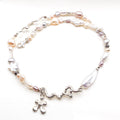 Multi Pearl Drop Flower Silver Necklace