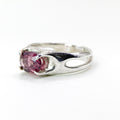 Garnet Four Claw Silver Ring — detail view