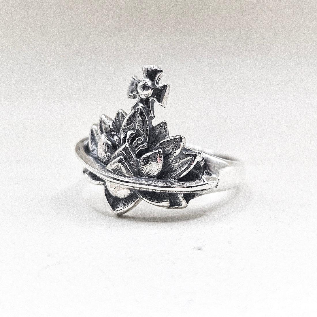Gothic Lotus Silver Ring