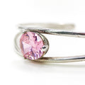Pink CZ Double Line Silver Bangle — detail view