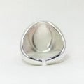 Oval Dip Signet Silver Ring — detail view