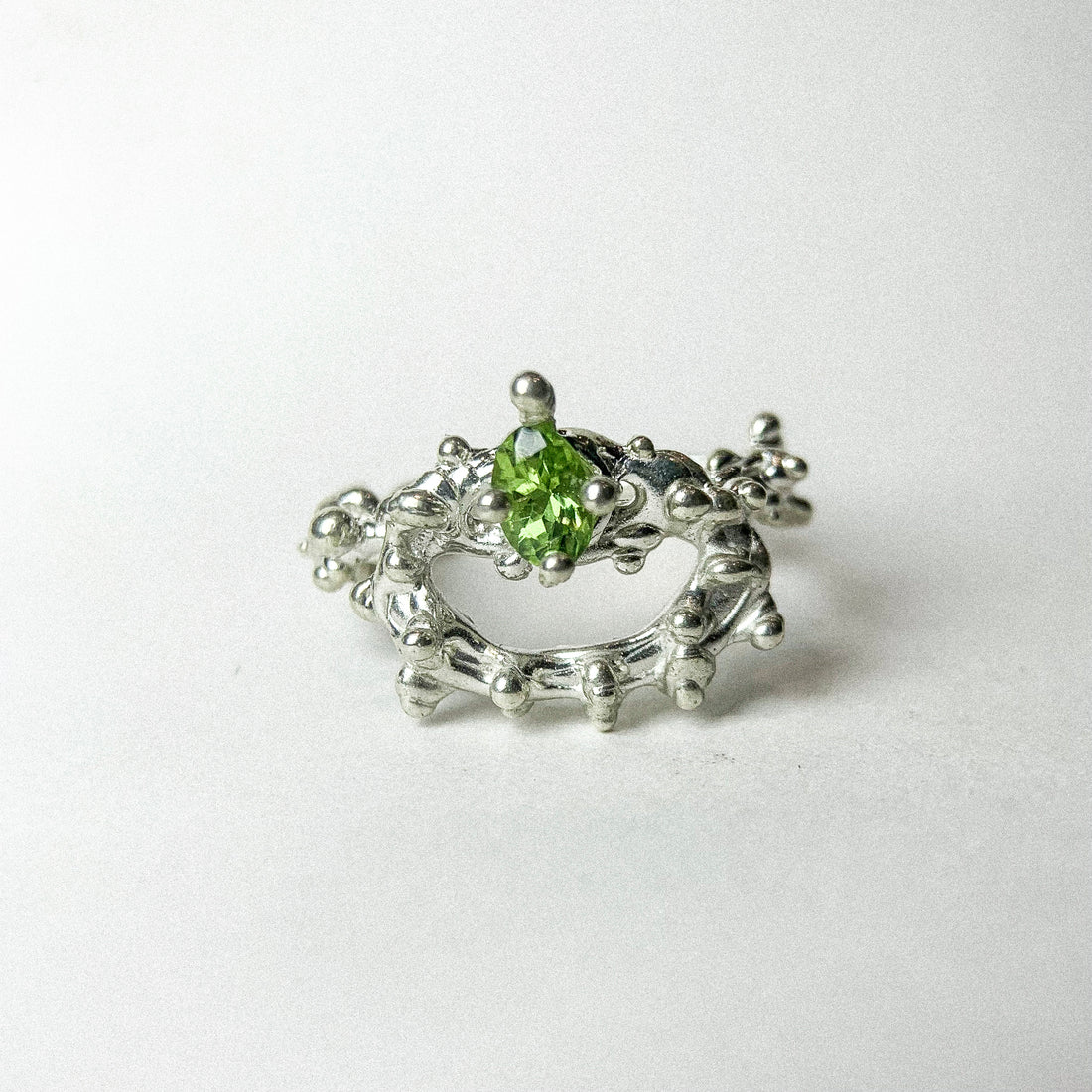 Peridot Random Ball Silver Ring