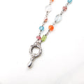 Drop Circle Multi Gem Silver Necklace — detail view