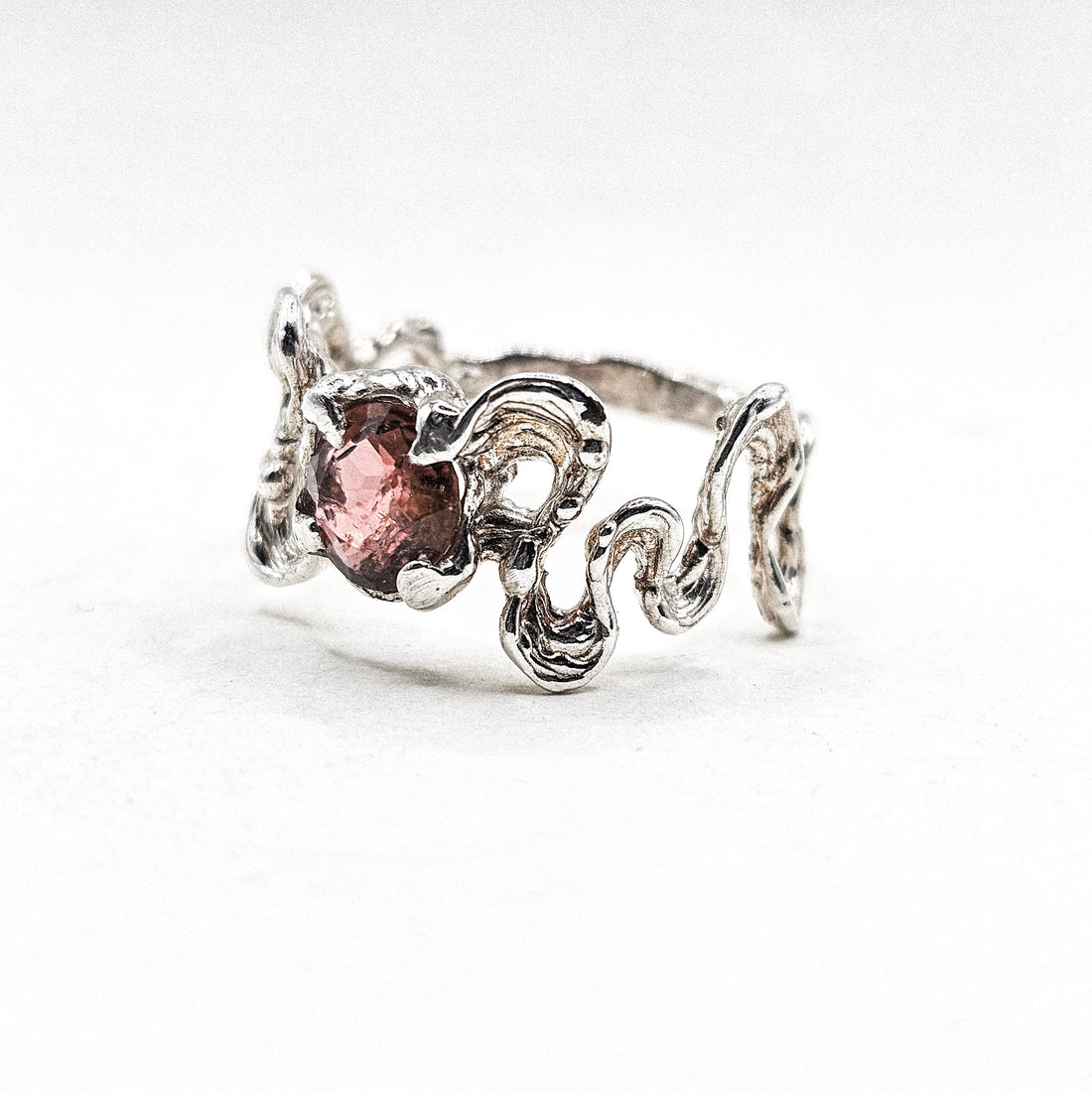 Spinel Liquid Thick Band Silver Ring