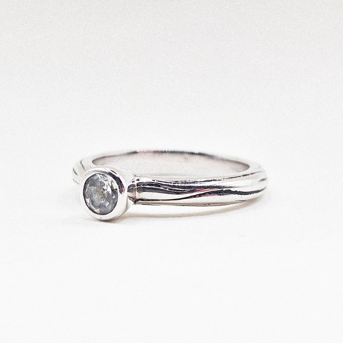 Moissanite Bezel Silver Ring