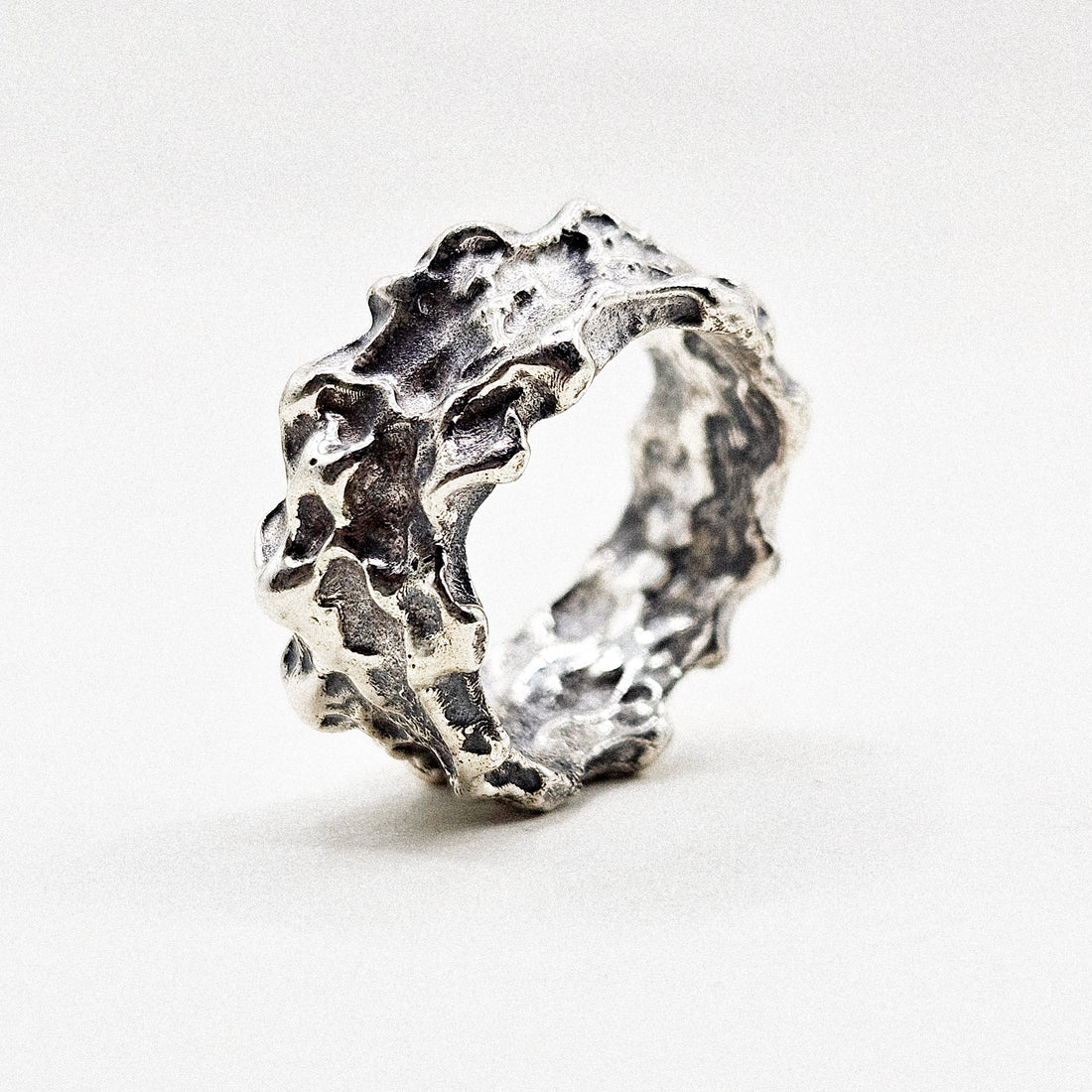 Textured Magma Silver Ring