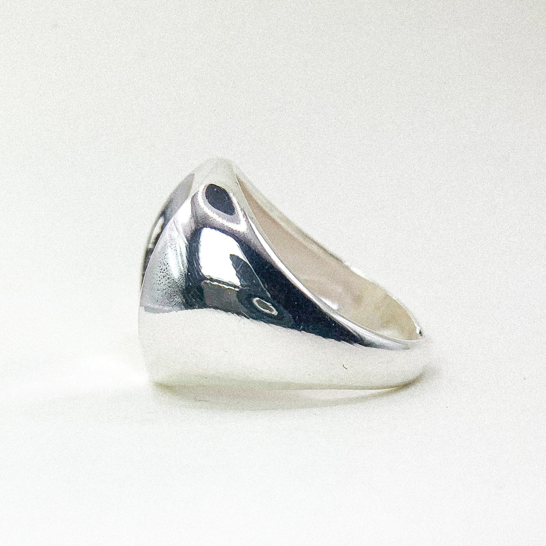 Oval Dip Signet Silver Ring
