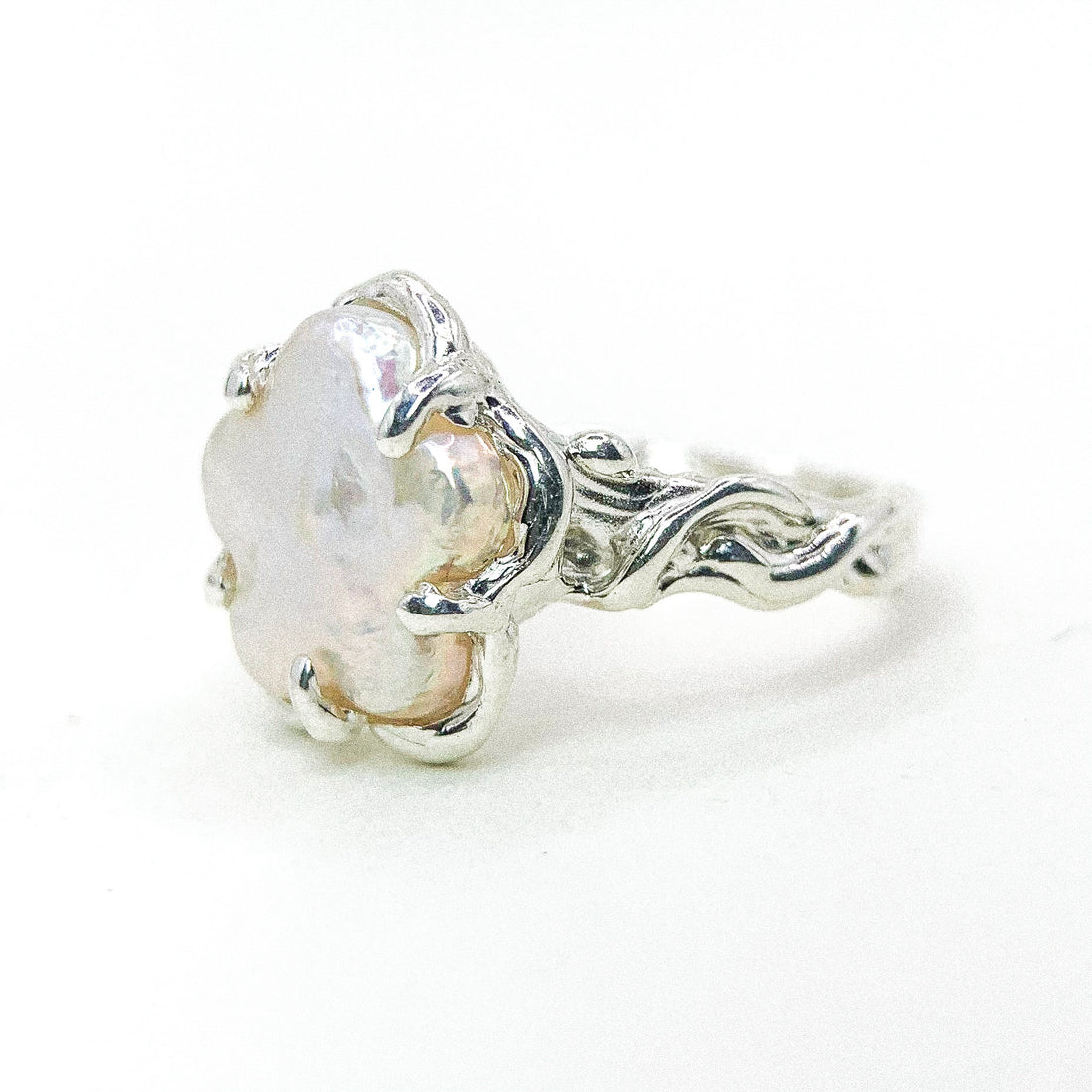 Pearl Flower Silver Ring