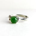 Jade Bamboo Leaf Silver Ring — detail view