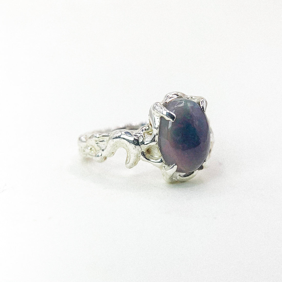 Big Oval Opal Silver Ring