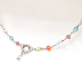 Drop Circle Multi Gem Silver Necklace — detail view