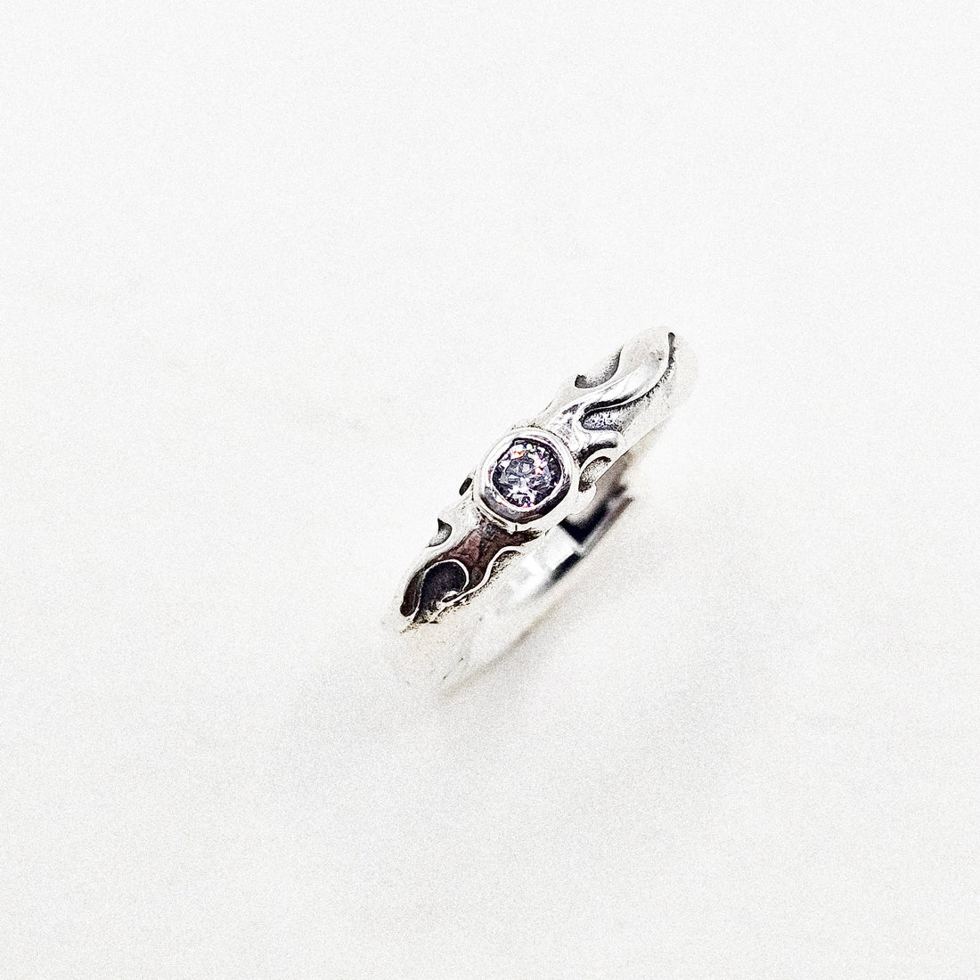 Texture Gem Silver Hoop