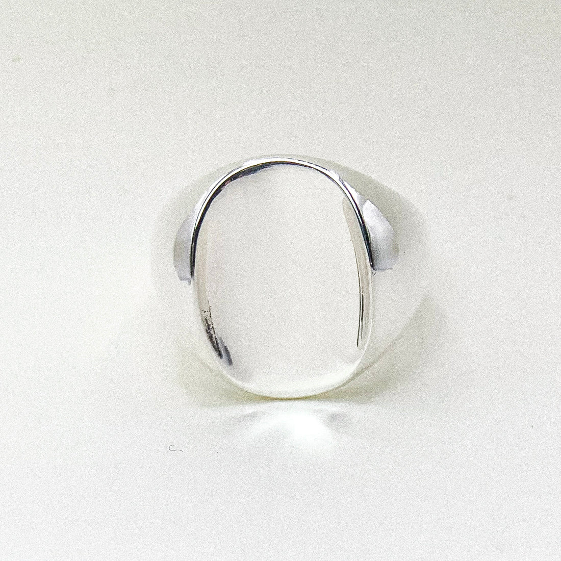 Oval Dip Signet Silver Ring