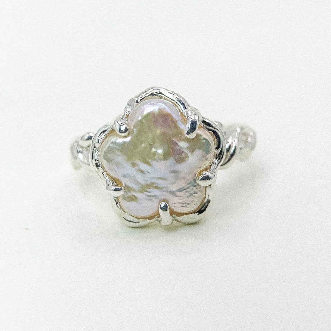 Pearl Flower Silver Ring