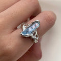 Aquamarine Bar Silver Ring — detail view