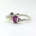 Ruby & Pearl Silver Ring — detail view