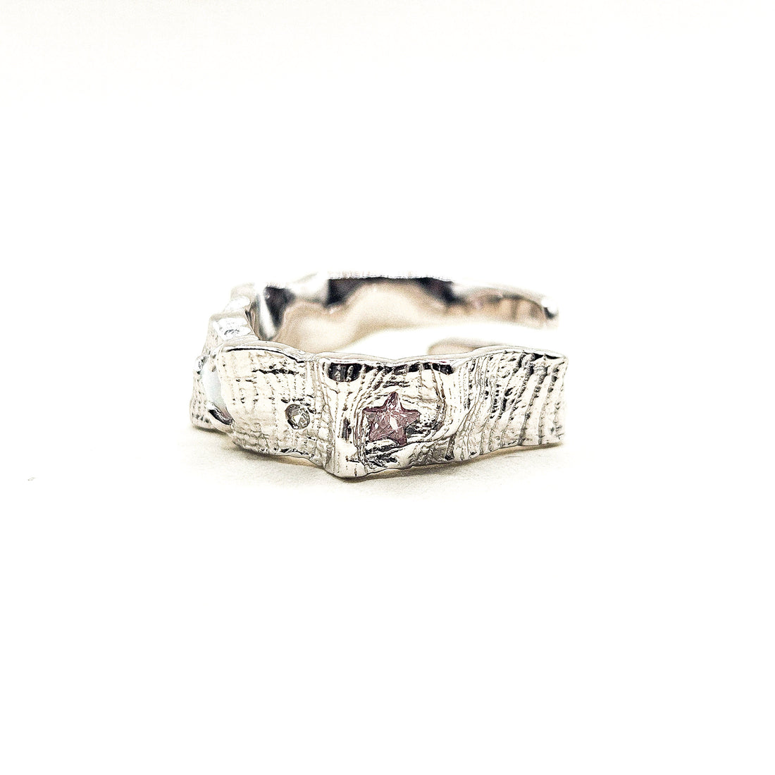 Lab Opal Open Texture Silver Ring