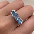 Aquamarine Bar Silver Ring — detail view