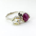 Ruby & Pearl Silver Ring — detail view