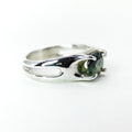 Green Tourmaline Four Claw Silver Ring — detail view