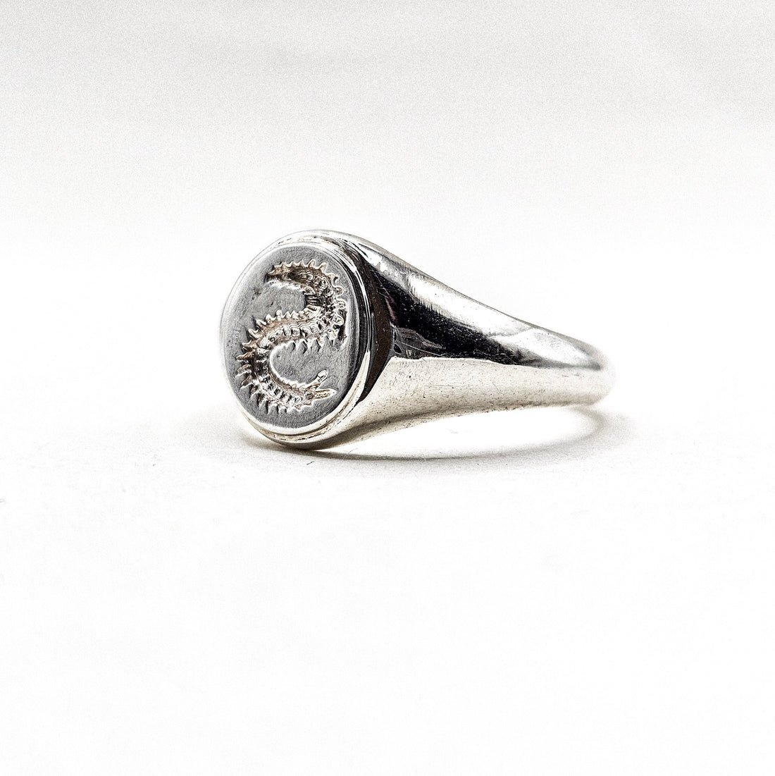 Engraved Animal Signet Silver Ring