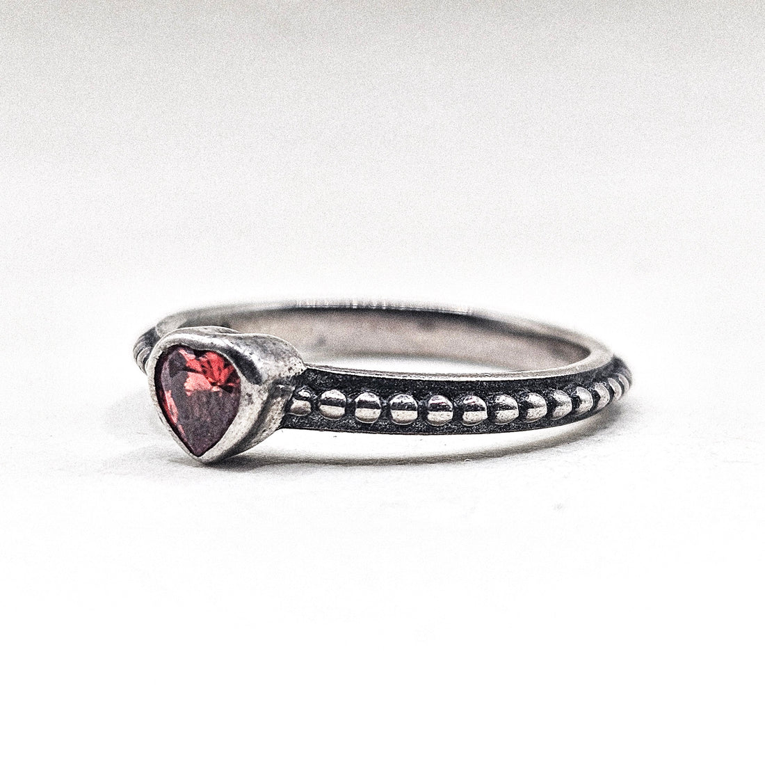 Dotline Heart Silver Ring