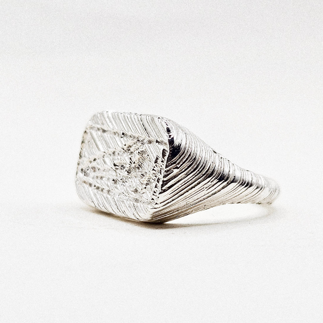 Etched Slate Silver Ring