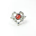 Garnet Heart Silver Ring