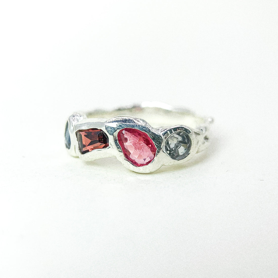 Color Gem Band Silver Ring