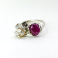 Ruby & Pearl Silver Ring