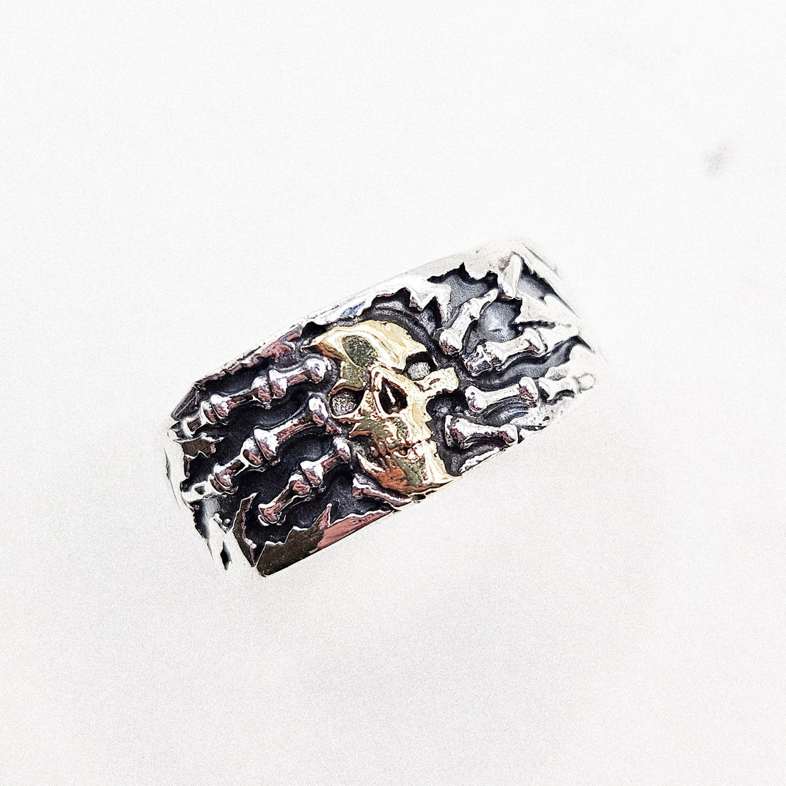 Skull Spider Silver Ring