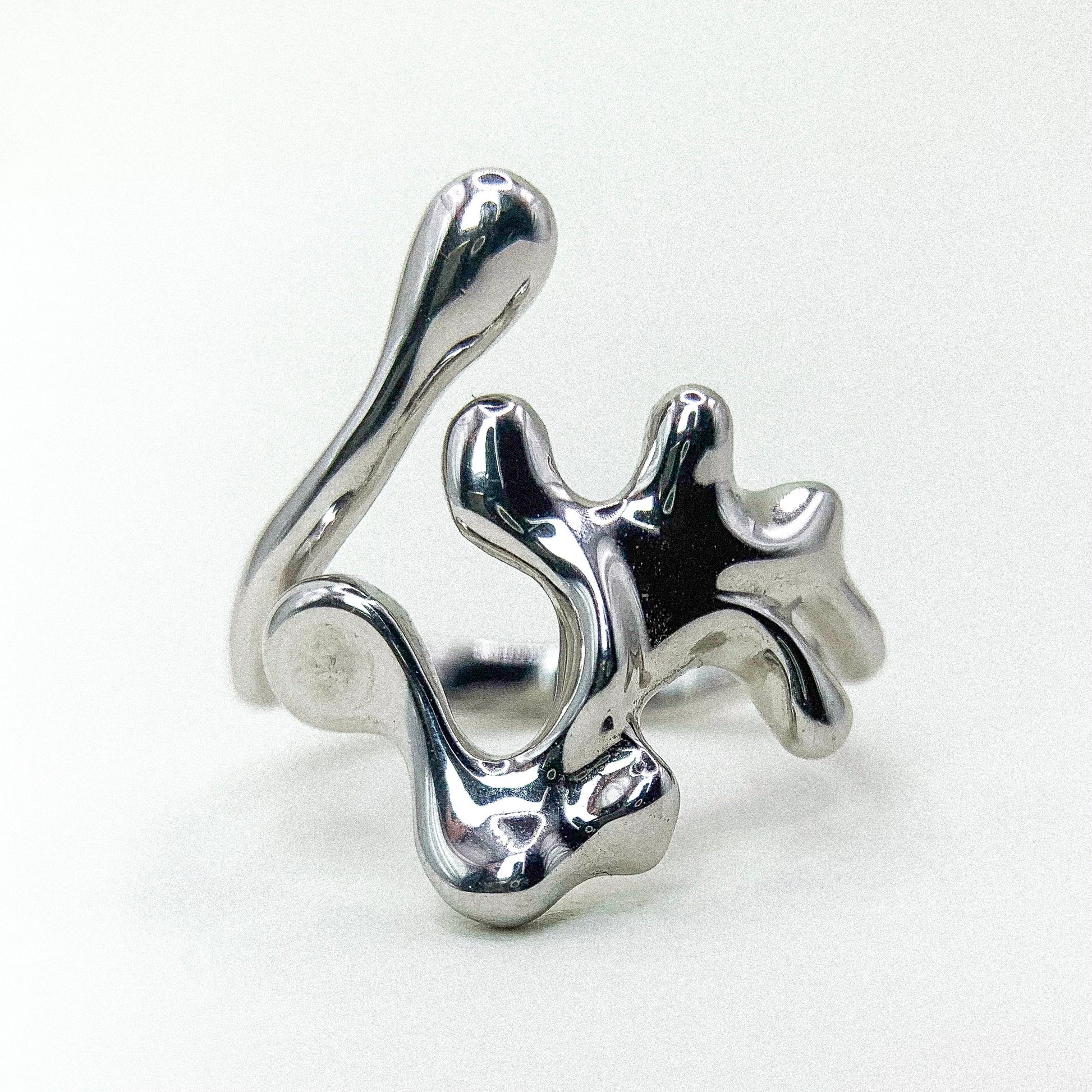 Open Liquid Silver Ring — detail view