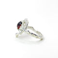 Garnet Heart Silver Ring — detail view
