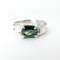 Green Tourmaline Four Claw Silver Ring
