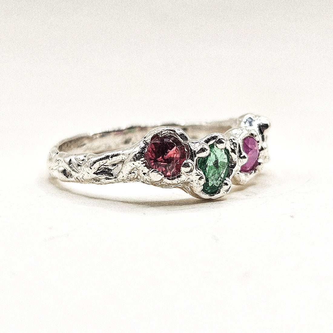 Spinel Emerald Kyanite Silver Ring