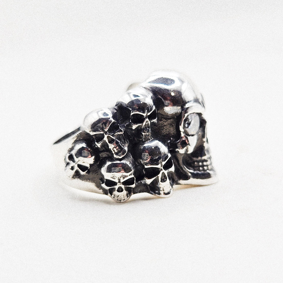 Multi Skull Moissanite Silver Ring