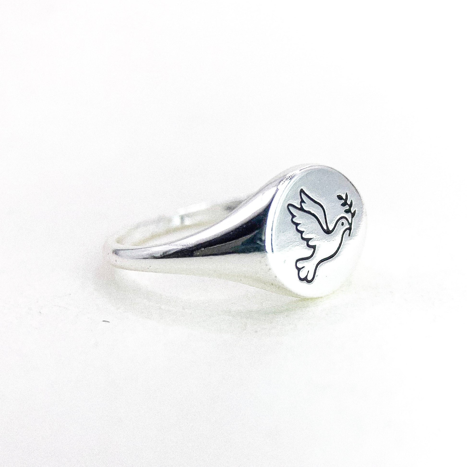 Signet Bird Silver Ring — detail view