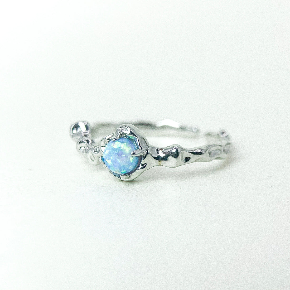 Opal Liquid Metal Silver Ring