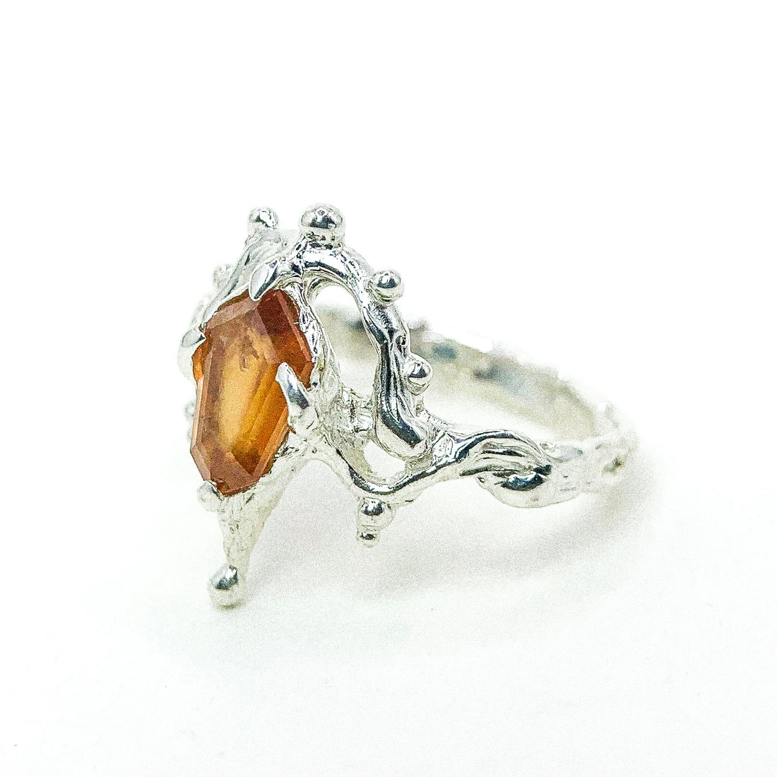 Hessonite Garnet Silver Ring