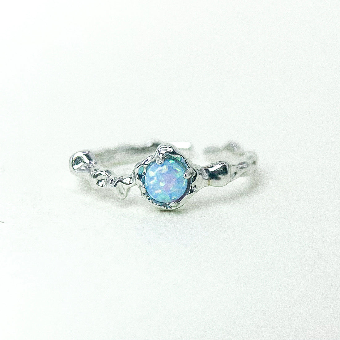 Opal Liquid Metal Silver Ring