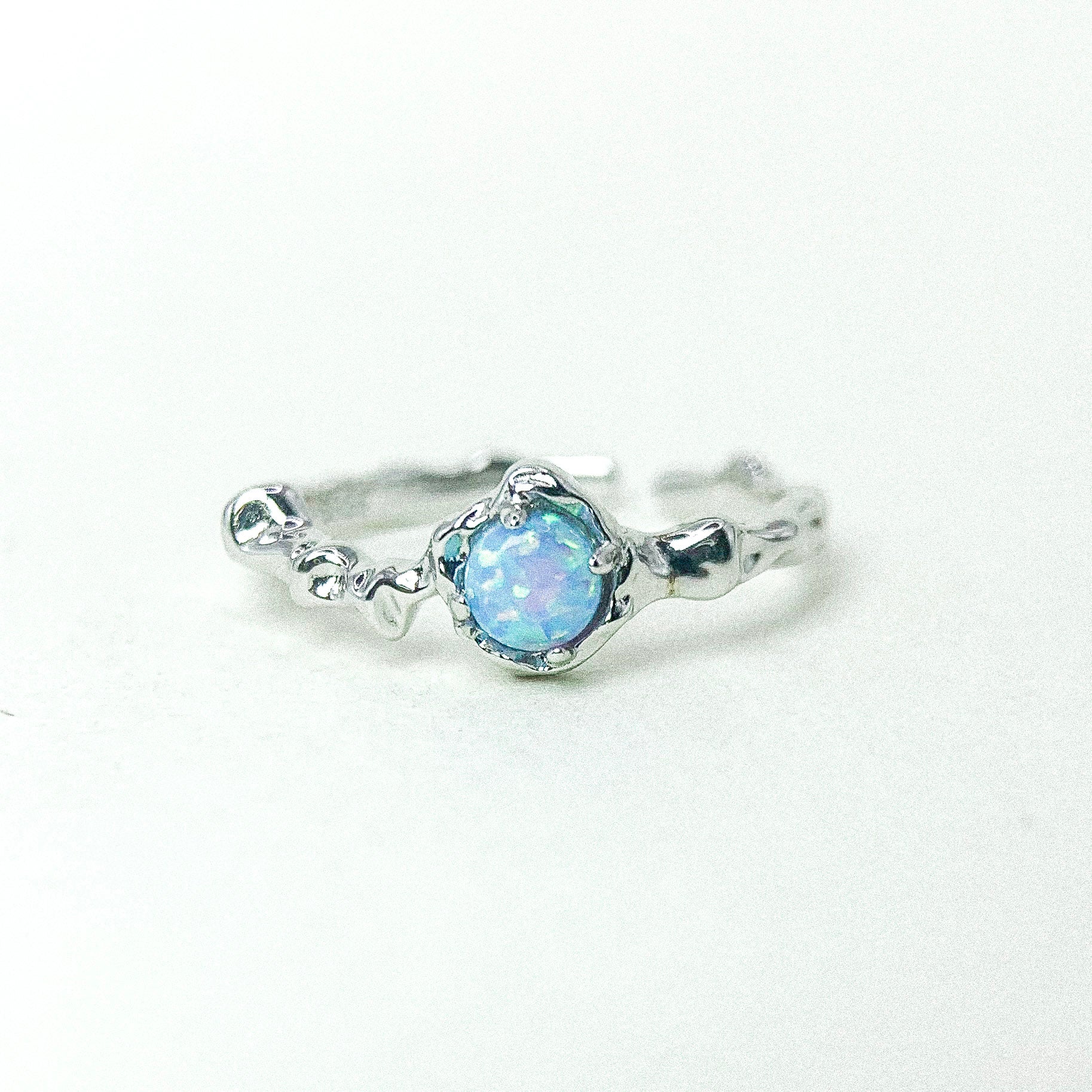 Opal Liquid Metal Silver Ring