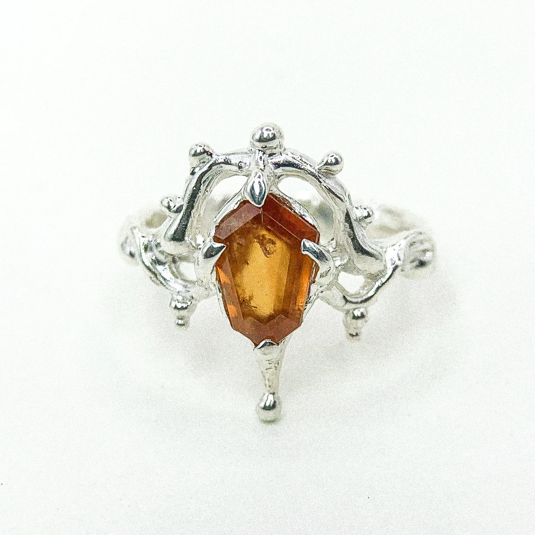 Hessonite Garnet Silver Ring