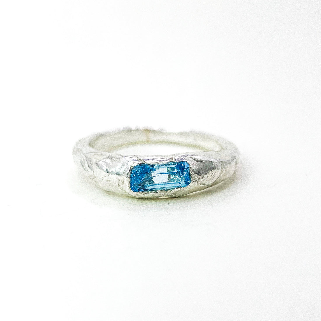 Bar Topaz Silver Ring