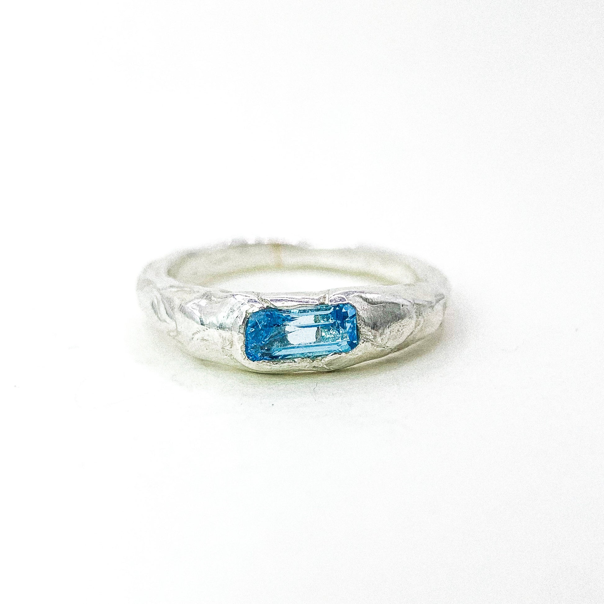 Bar Topaz Silver Ring